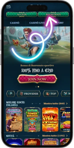 Pulsante Accedi nella versione italiana di BetAlice Casino.