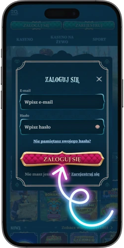 Formularz logowania BetAlice Casino z polami e-mail i hasło oraz przyciskiem Zaloguj się.