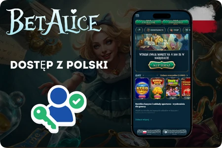 Dostęp do BetAlice Casino z Polski przez komputer i urządzenia mobilne z polskim interfejsem.