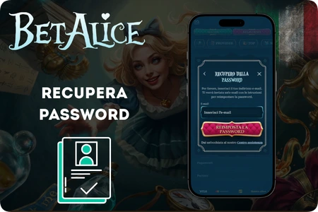 Recupero della password BetAlice tramite e-mail per ripristinare l’accesso al conto in Italia.