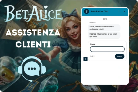 La nostra assistenza in chat dal vivo su Bet Alice Casino