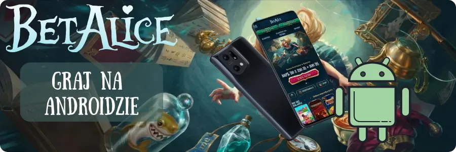 Mobilna wersja BetAlice Casino uruchomiona w przeglądarce na telefonie z systemem Android