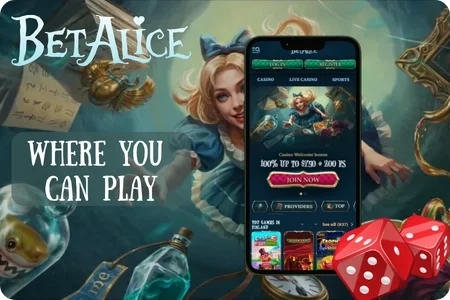 Map highlighting Canadian provinces where BetAlice Casino accepts new player registrations.