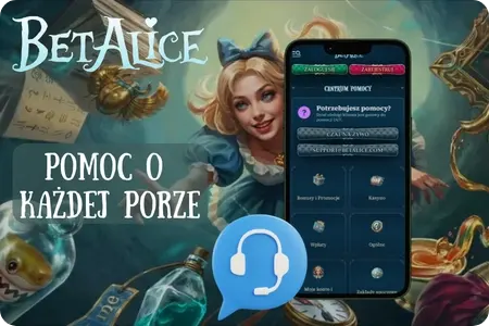 Kanały kontaktu z obsługą klienta BetAlice Casino z czatem na żywo i adresem e-mail