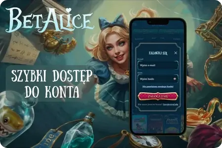 Panel logowania do konta gracza w BetAlice Casino z polami e-mail i hasła