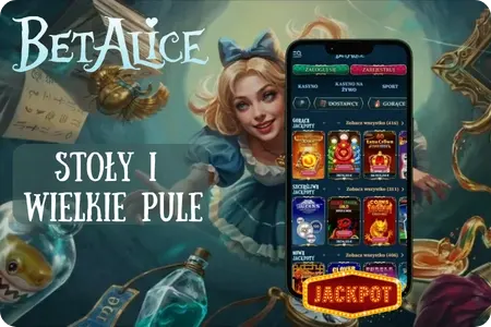 Gry stołowe i progresywne jackpoty dostępne w BetAlice Casino z pulami nagród w PLN