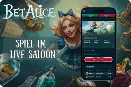 BetAlice Gold Saloon Live Turnier mit Bonus Coins für Spieler aus Deutschland