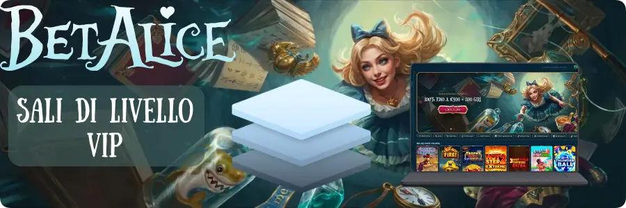 Programma VIP BetAlice Casino con vantaggi riservati ai giocatori in Italia.