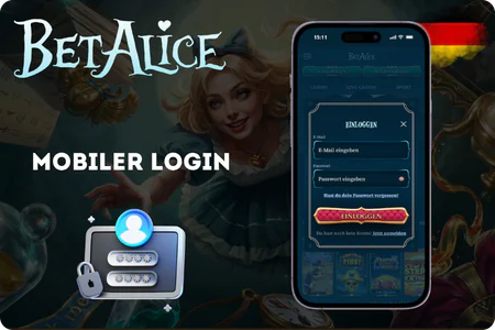 Bet Alice Login auf dem Smartphone
